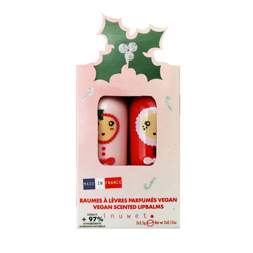 Inuwet Duo Houx Baumes à lèvres hydratants - Mangue et Sucre d'orge Baume à lèvres Naturel & Vegan