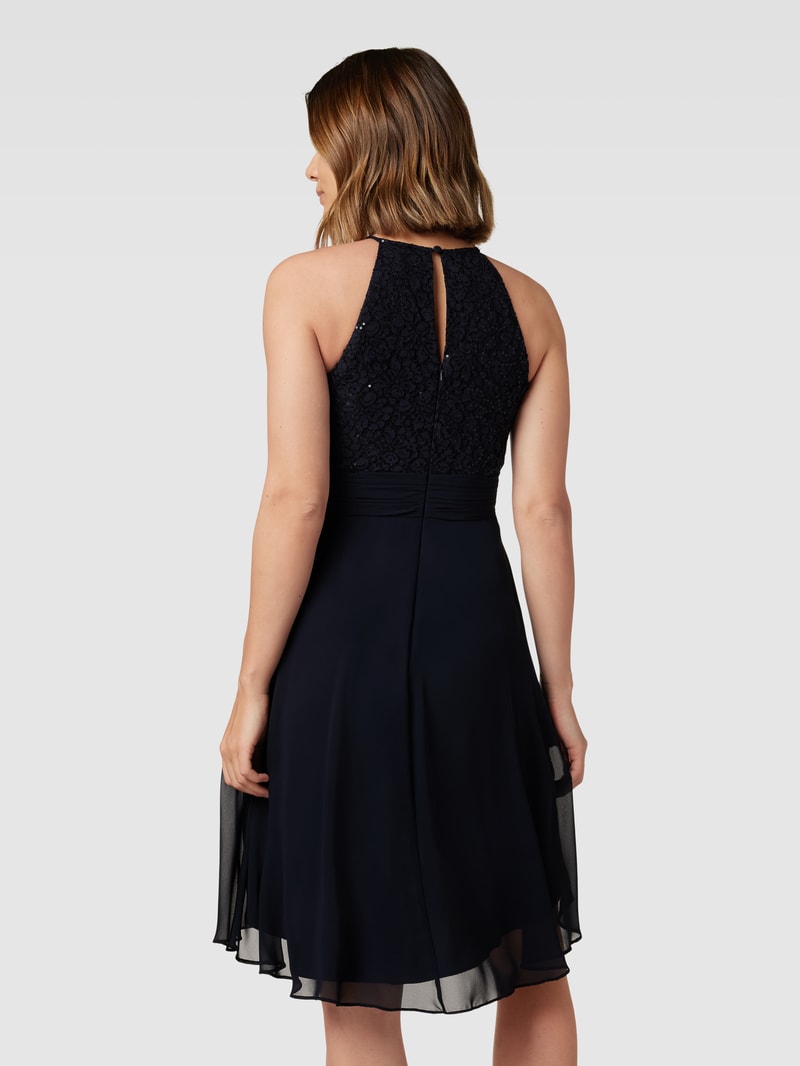 Cocktailkleid mit Baumwoll-Anteil in marineblau meliert