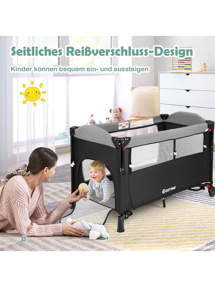 COSTWAY 5-in-1-Babybett in Schwarz günstig kaufen 120 cm