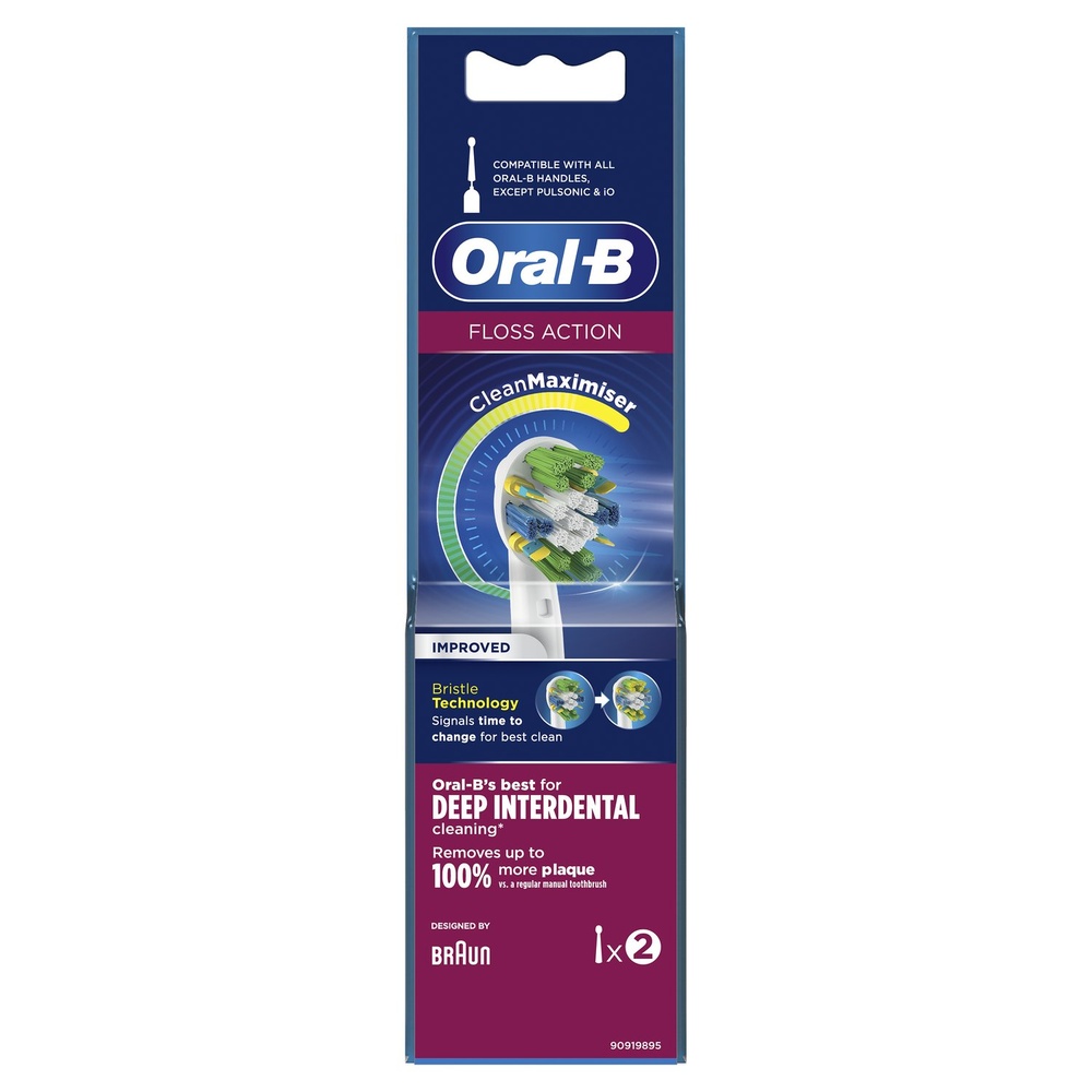 oral-b Oral-B FlossAction Brossette Avec CleanMaximiser, 2 Brossettes De Rechange