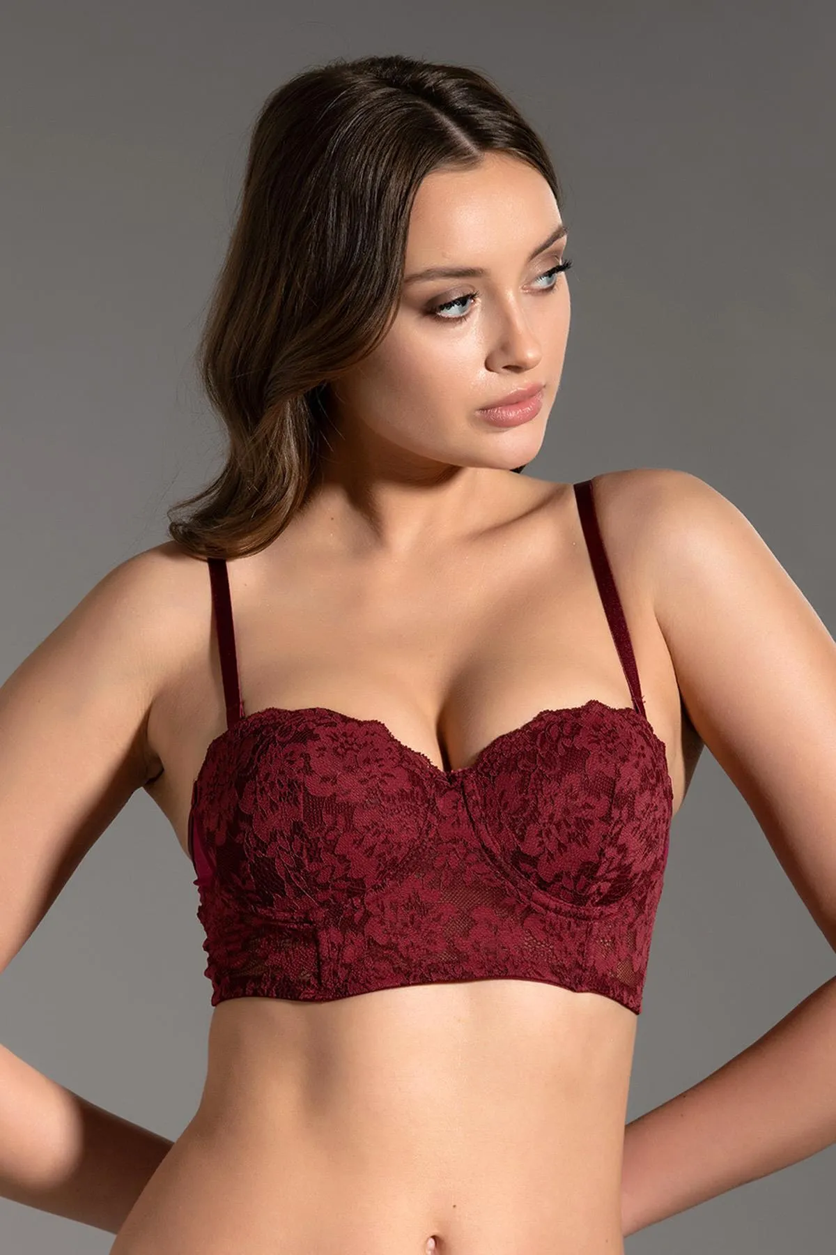 C&City  Unterstütztes trägerloses Bustier C15120 Weinrot