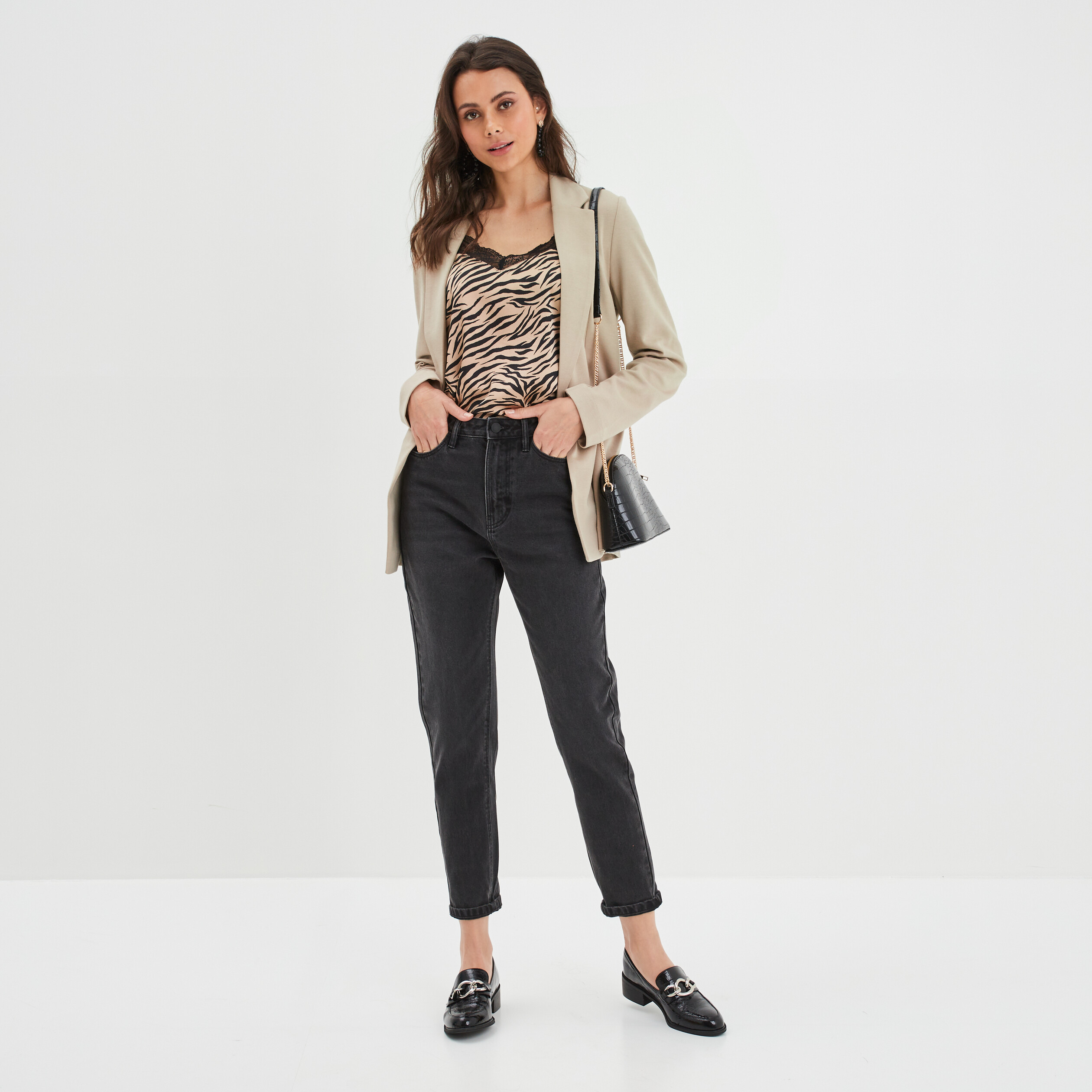 Caraco satin avec dentelle Liberto beige femme | La Halle