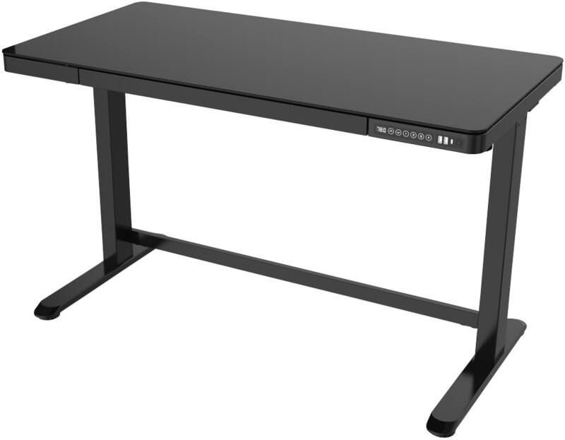 Euroseats Sitz-Stehschreibtisch Schwarzes Glas 602 x 1202 mm – 720 x 1210 mm