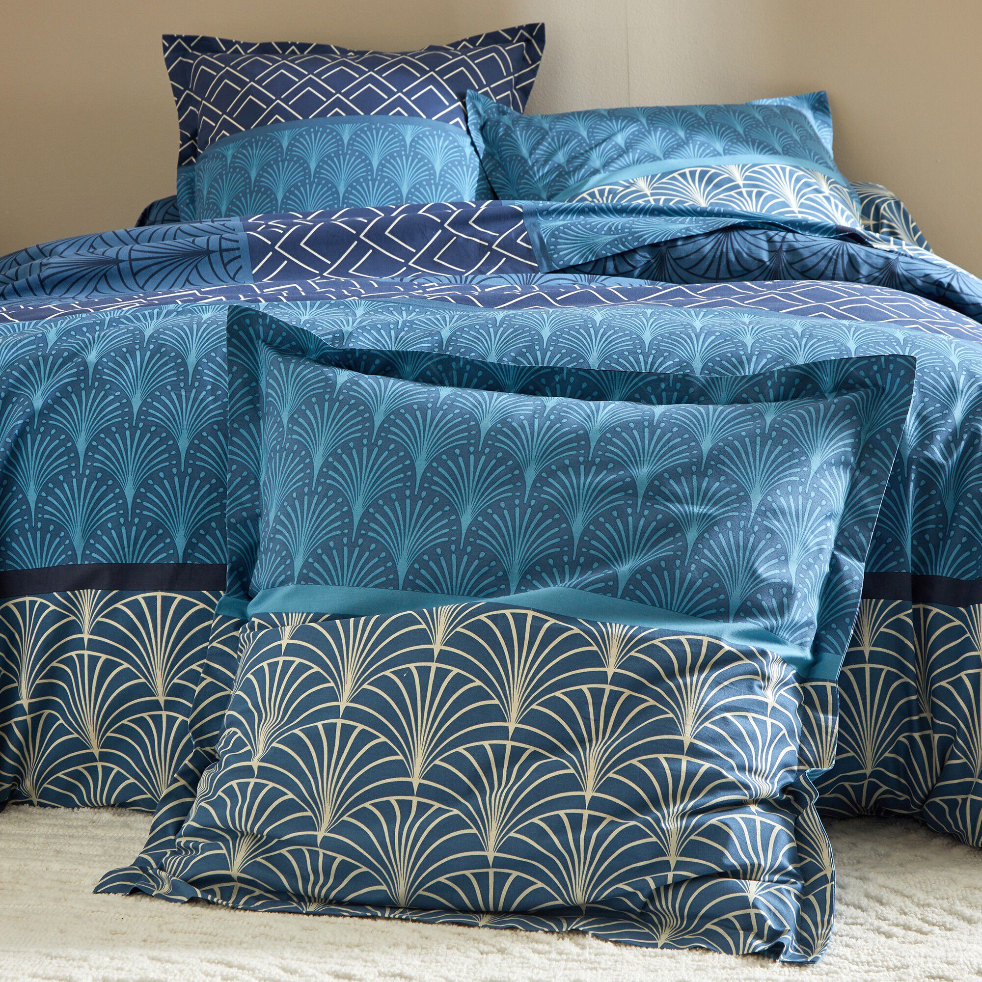 Linge de lit Eddy en coton à motifs graphiques