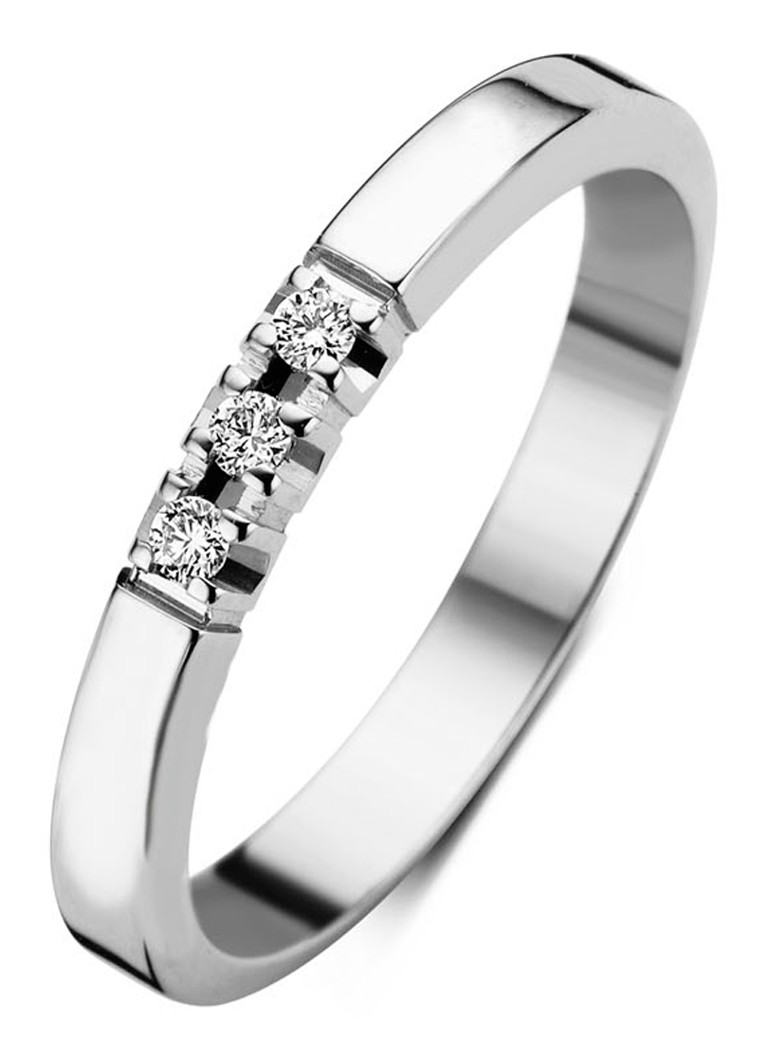 Diamond Point Laboratorijsko vzgojen diamantni prstan iz belega zlata, 0,09 ct.