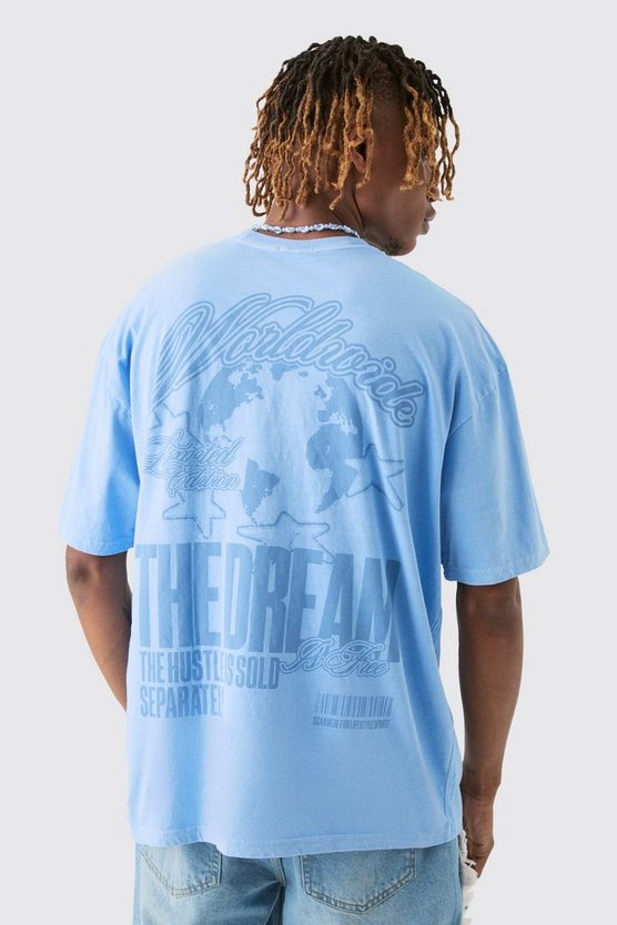 Tall Oversize T-Shirt mit Dream Worldwide Print