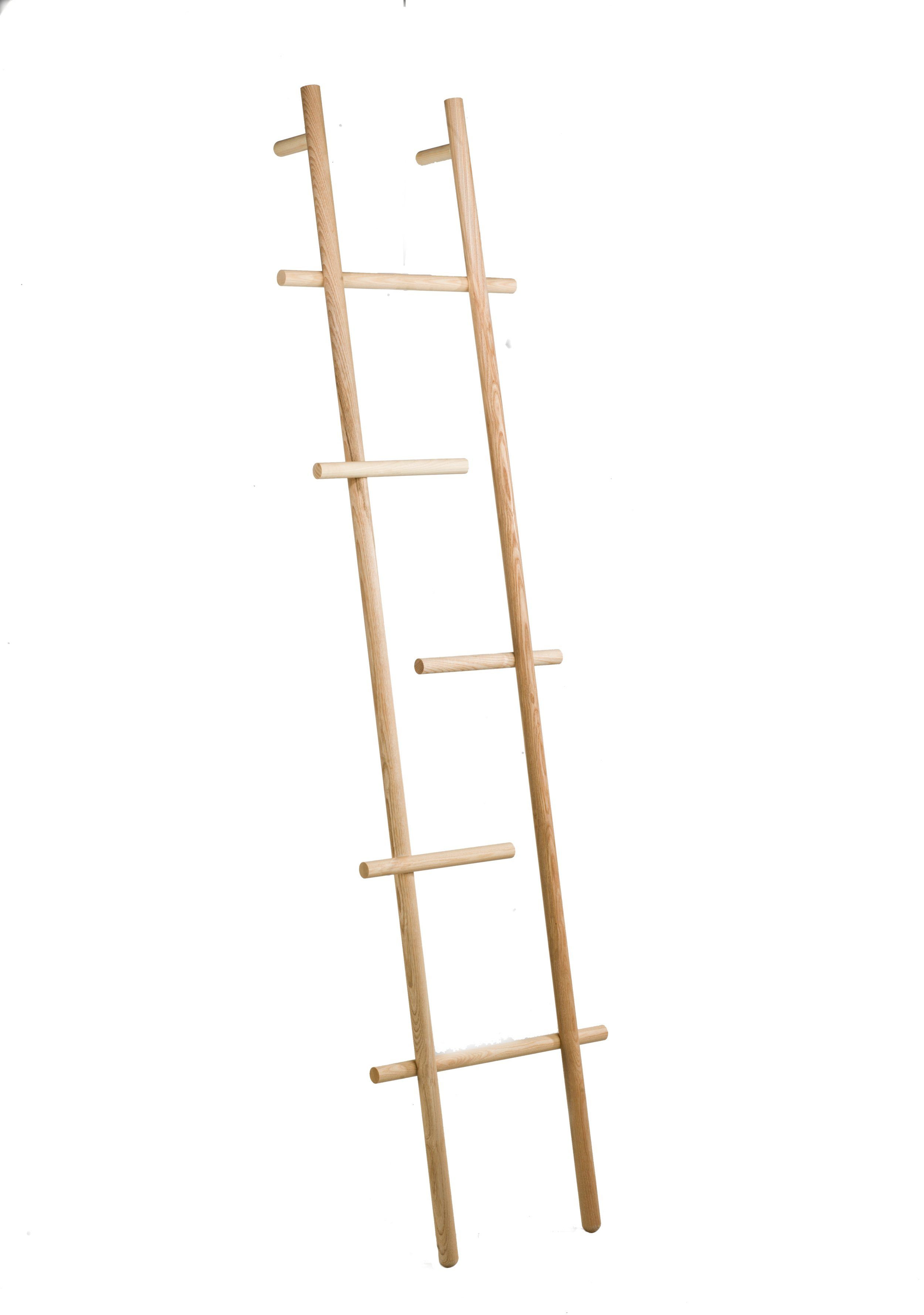 kommod Leiterregal LENDRA, Kleiderleiter, Kleiderständer – 180 x 45 x 12 cm – Esche massiv natur