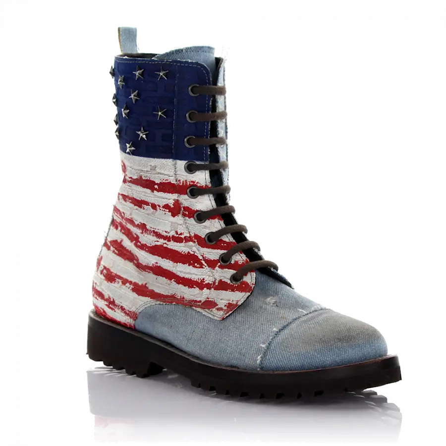 Philipp Plein - Cowboy-/ Bikerstiefeletten Denim Prägung Schmuckstein blau - blau