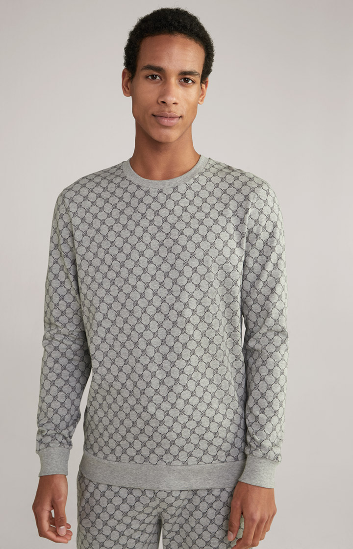 Loungewear Sweatshirt in Hellgrau Melange gemustert