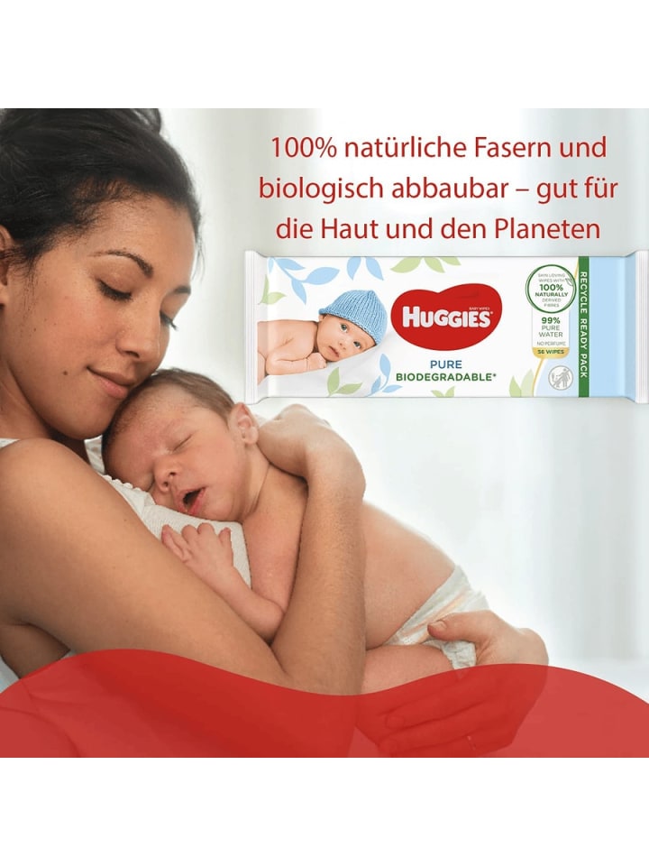 HUGGIES Feuchttücher Baby Wipes Babytücher Natural Sensitive 12 x 48 Tücher günstig kaufen onesize