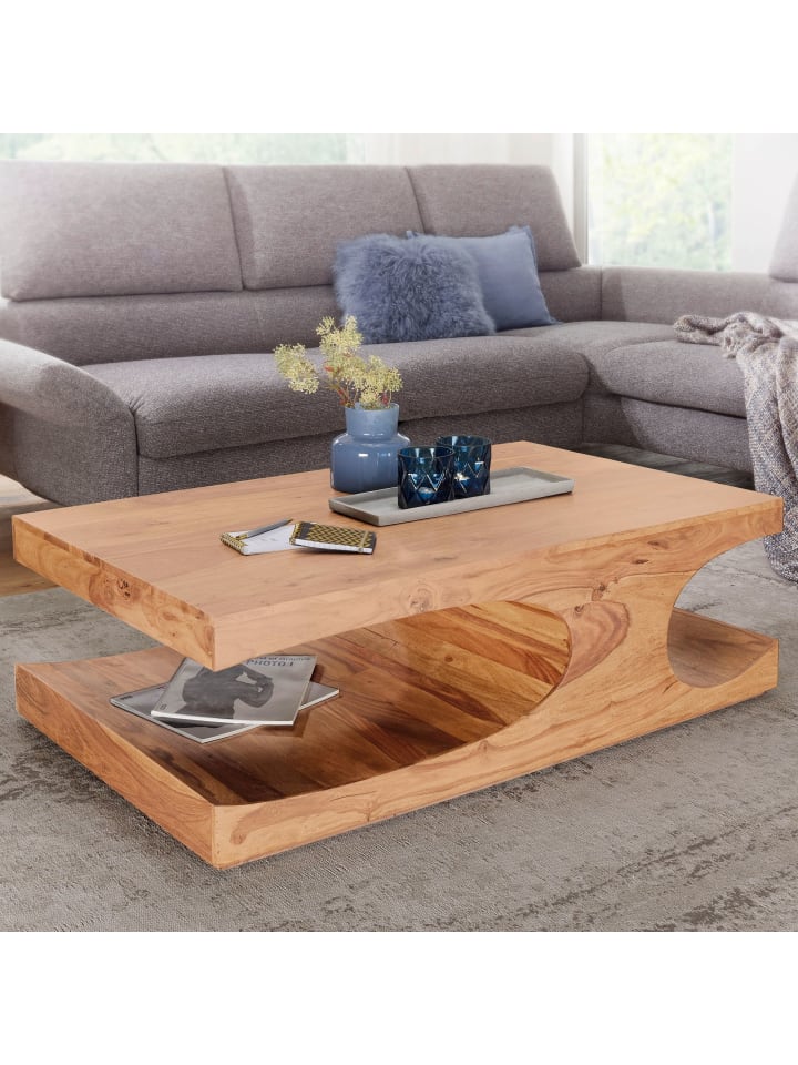 KADIMA DESIGN Couchtisch BOHA Massiv-Holz 118 cm breit Wohnzimmer-Tisch in Akazie günstig kaufen onesize
