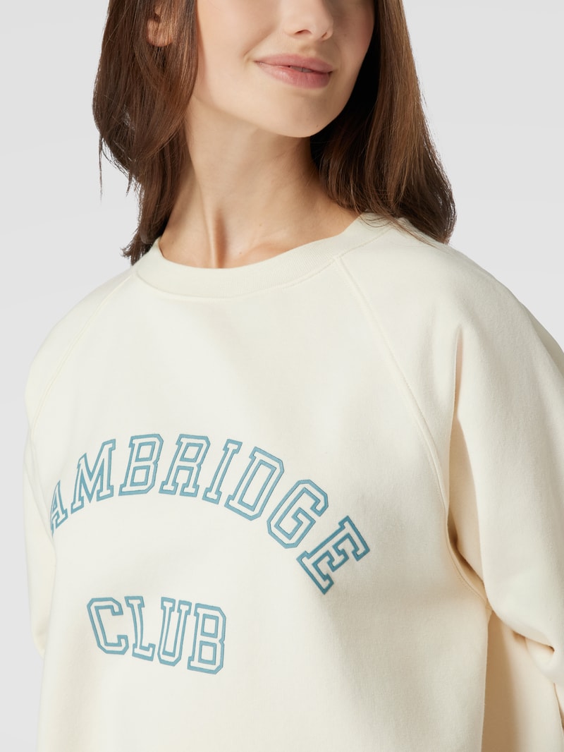 Sweatshirt mit Statement-Print in ecru