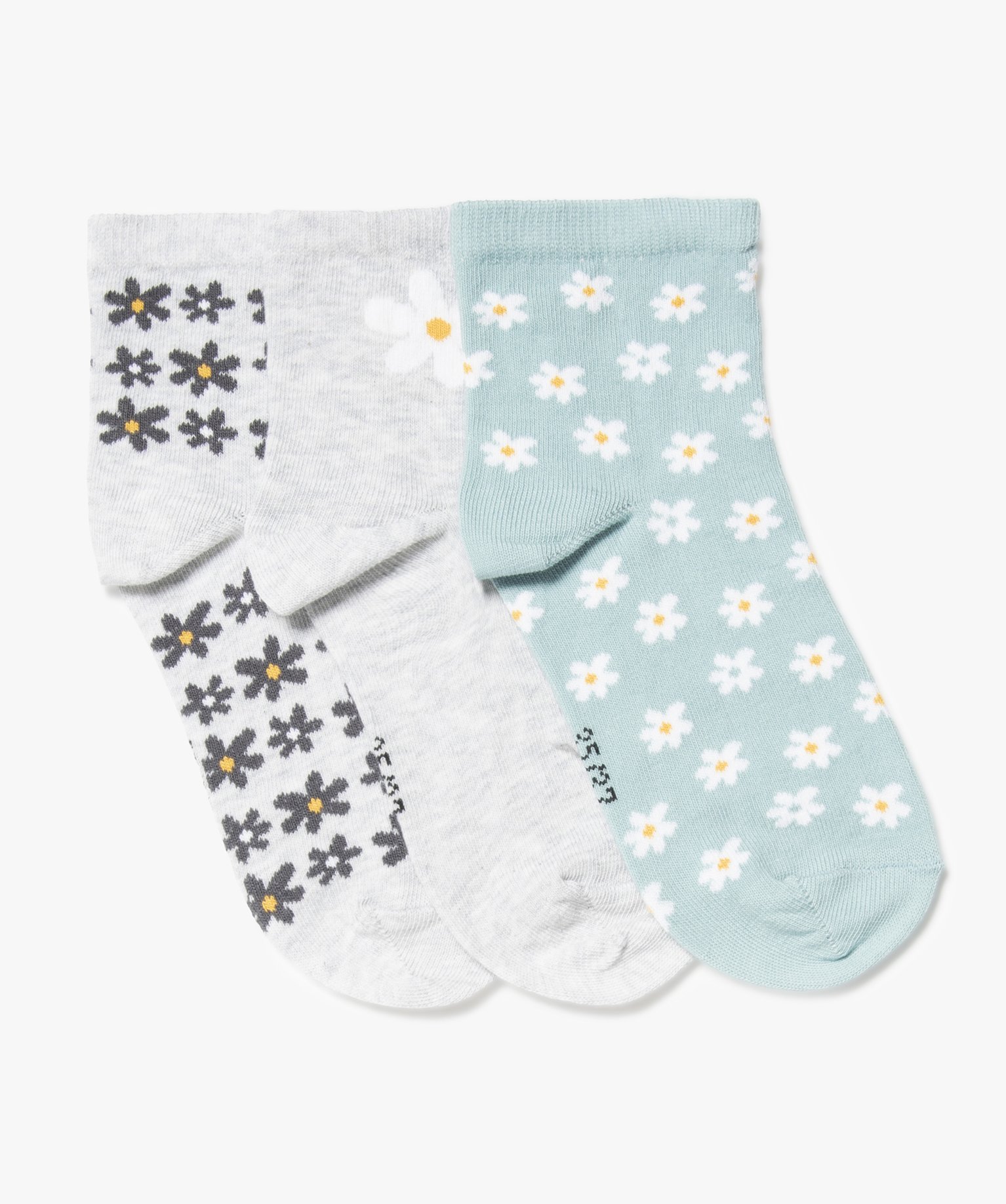 Chaussettes femme à motifs fleuris (lot de 3) gris | GEMO