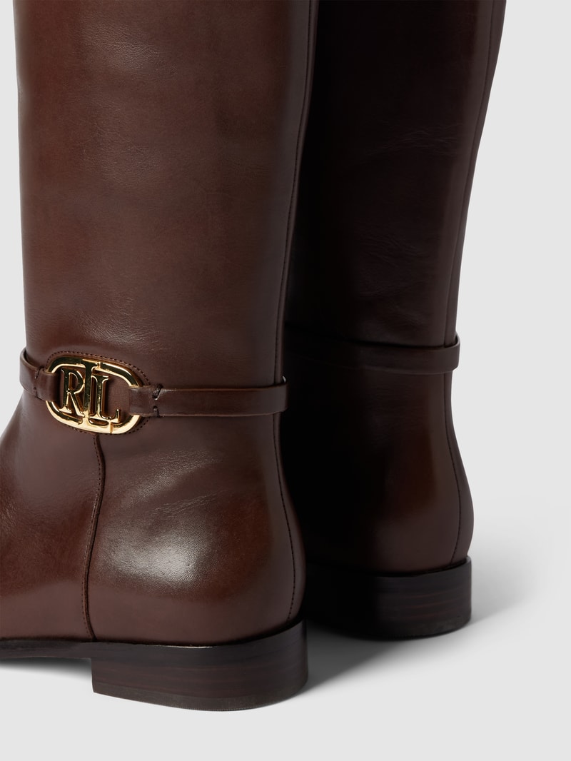 Stiefel mit Label-Details Modell 'BRIDGETTE' in dunkelbraun