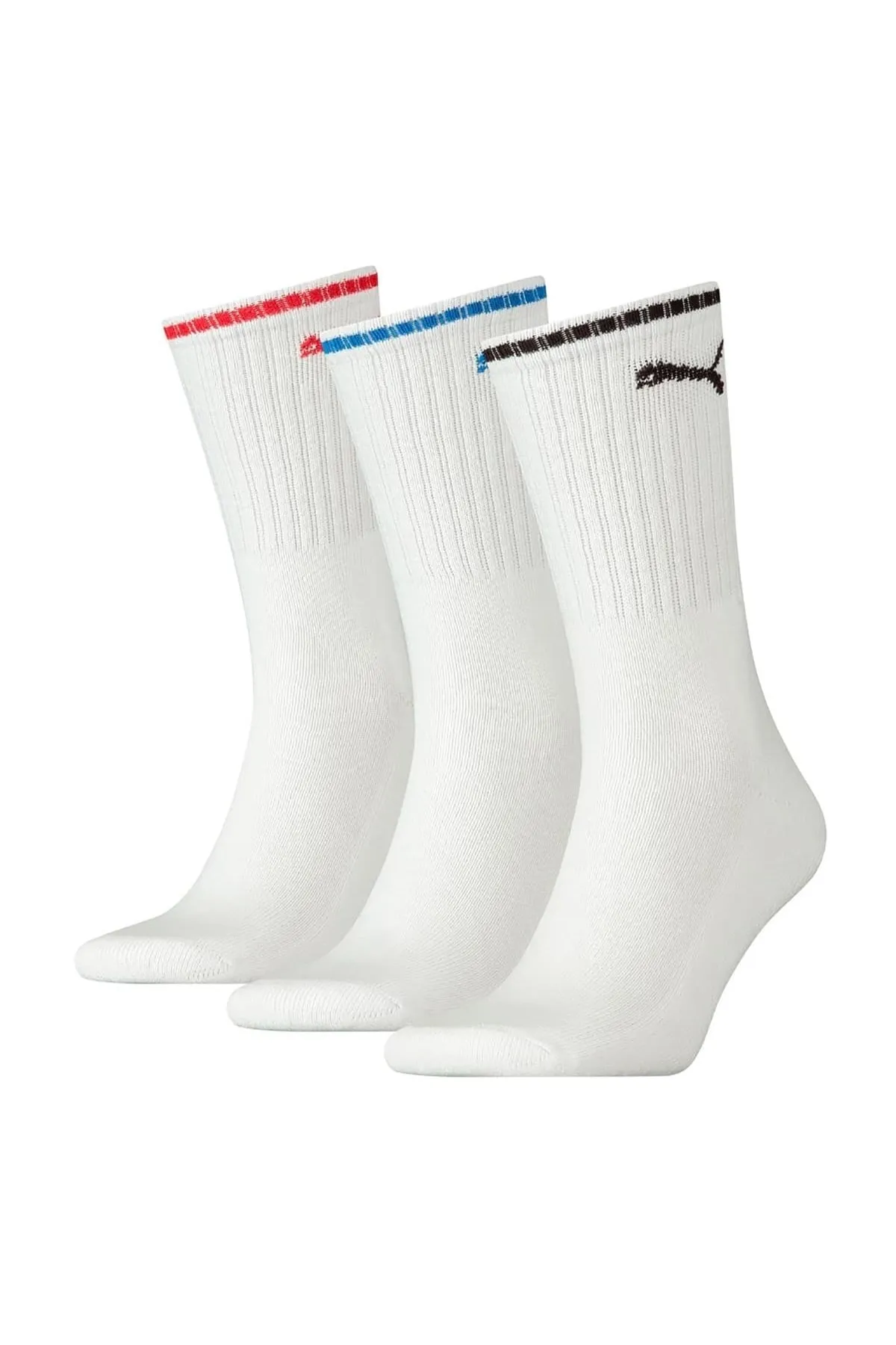 Puma  Unisex Sport-Socken, 3er Pack - Sport Crew Stripe, Tennissocken, Streifen