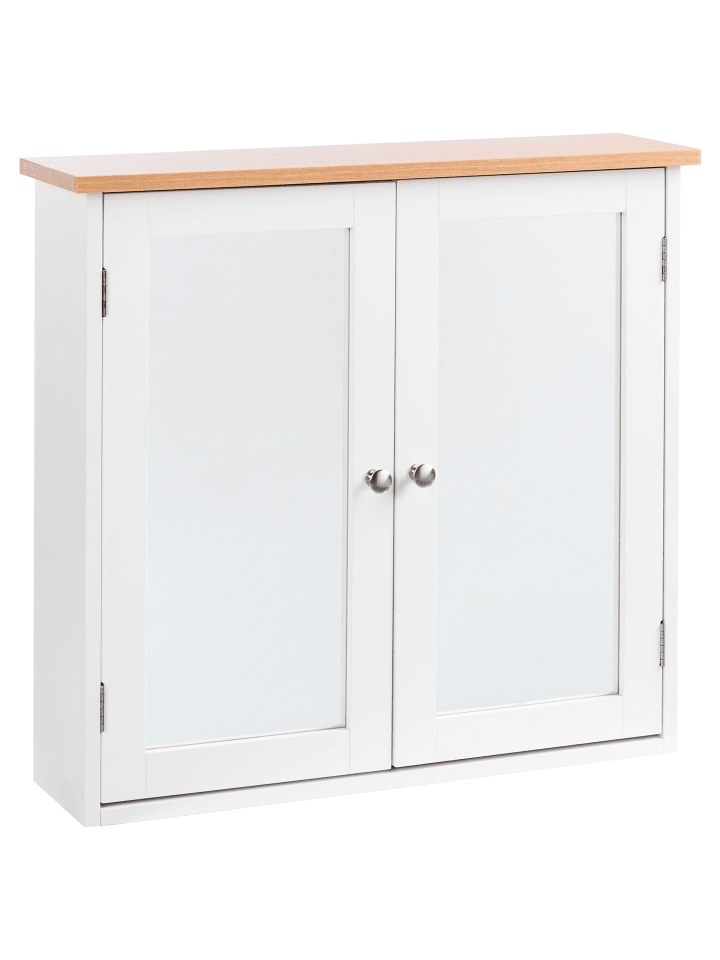 Beliani Bad-Spiegelschrank ALAMOS in Weiß/Heller Holzfarbton günstig kaufen onesize