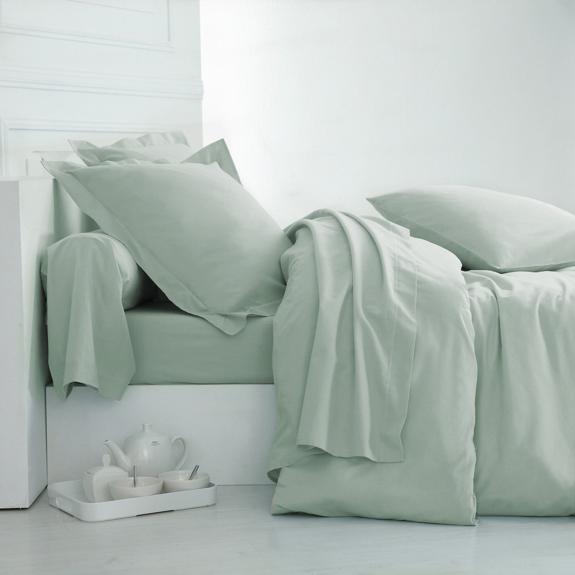 Linge de lit uni polyester-coton Colombine