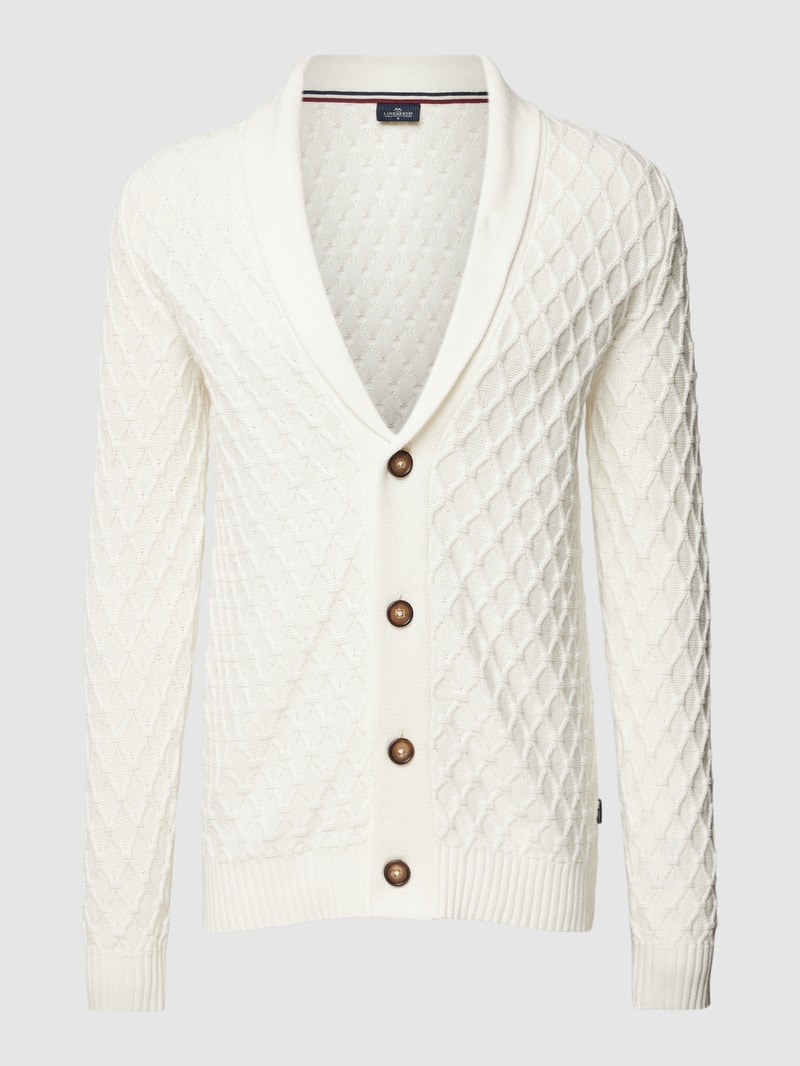 Strickjacke mit Schalkragen und Knopfleiste in offwhite