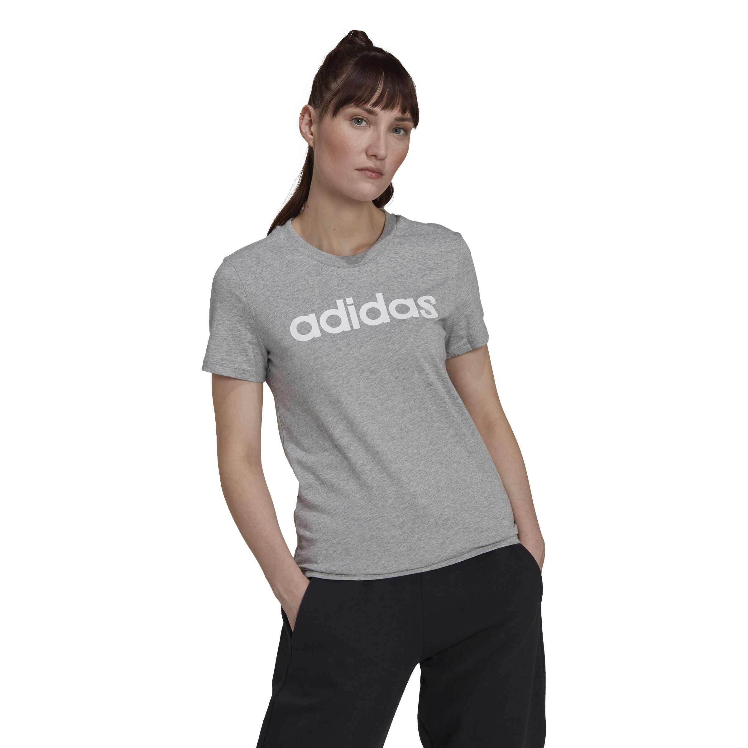 Linear T-Shirt Damen - Grau