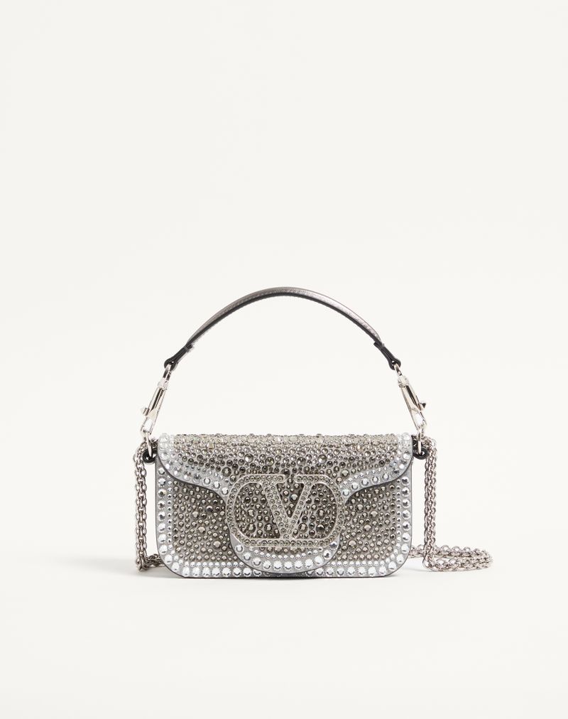 Bolsa de ombro pequena Valentino Garavani Locò com strass