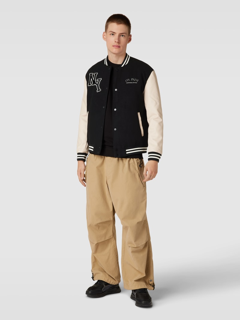 College-Jacke mit Label-Stitching Modell 'JAY' in schwarz