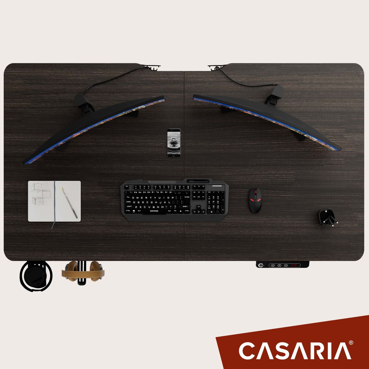 Casaria Höhenverstellbarer Schreibtisch Braun 110x60x73-118cm