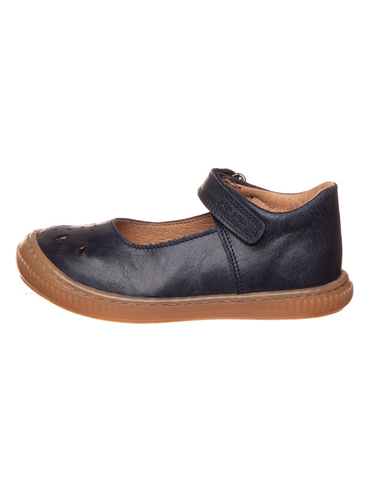 POM POM Leder-Ballerinas in Dunkelblau günstig kaufen