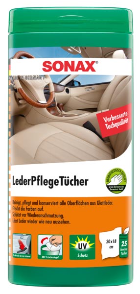 SONAX 412300 LederPflegeTücher Box 25 Stück - ATU