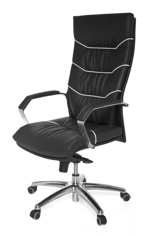 Amstyle XXL Chefsessel Ferrol Echtleder schwarz, 5-Punkt Multiblock-Mechanik, Bürostuhl bis 120kg