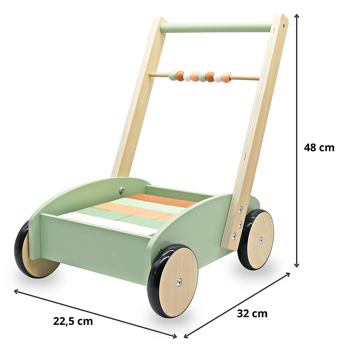 Rutschauto aus Holz, Schieber, Spielzeug-Kinderwagen ab 12 m, Holzspielzeug für Kleinkinder ab 1 Jahr, Kinderwagen