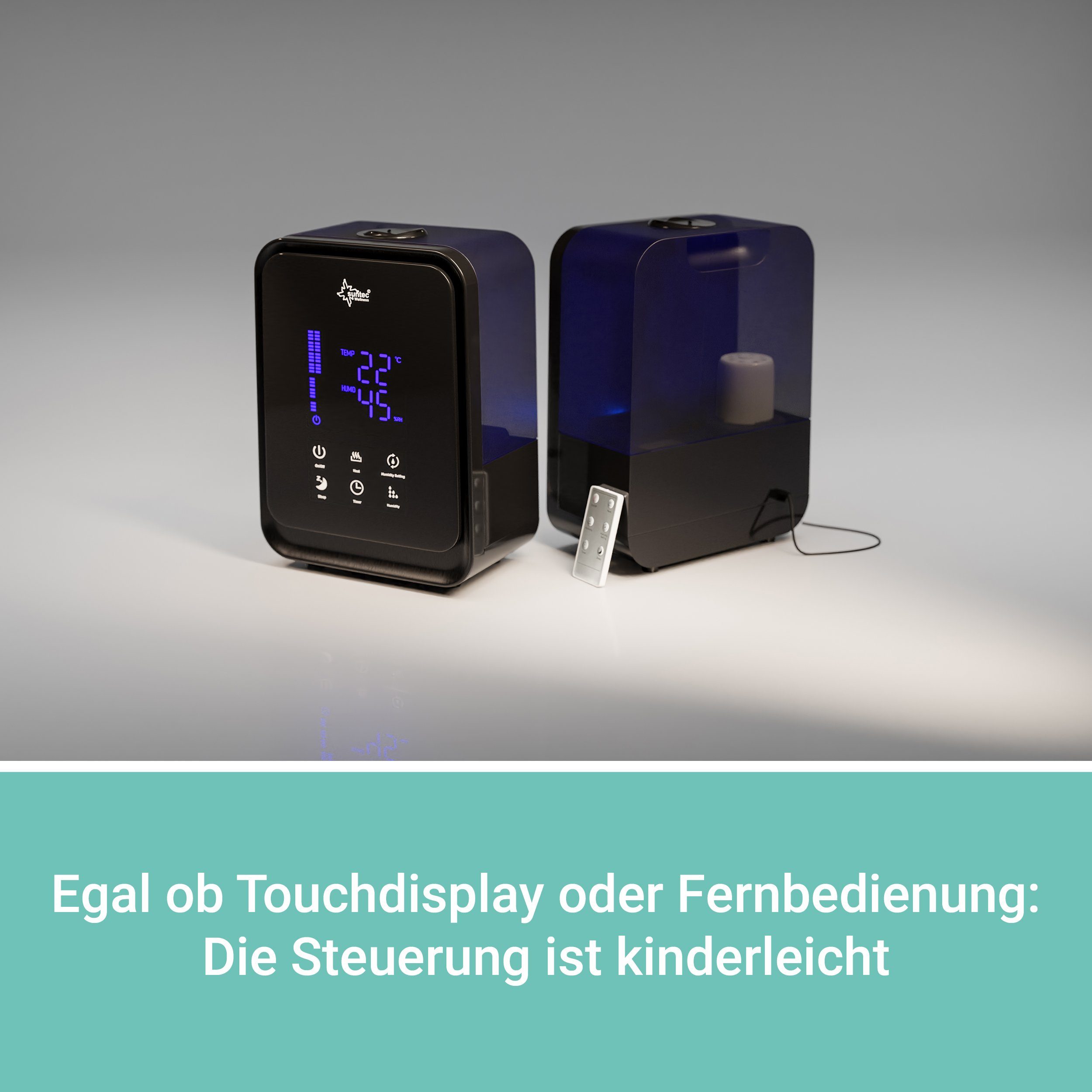 Suntec Wellness Luftbefeuchter Monsun 6000 black, 4,50 l Wassertank, Diffusor mit Aromafunktion, Ultraschallvernebler mit Auto-Abschaltung
