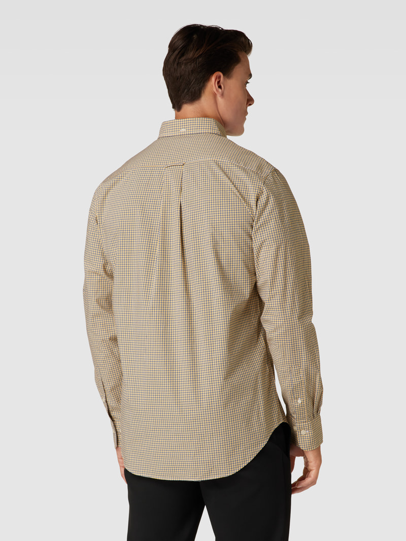 Regular Fit Freizeithemd mit Label-Stitching Modell 'POPLIN' in gelb