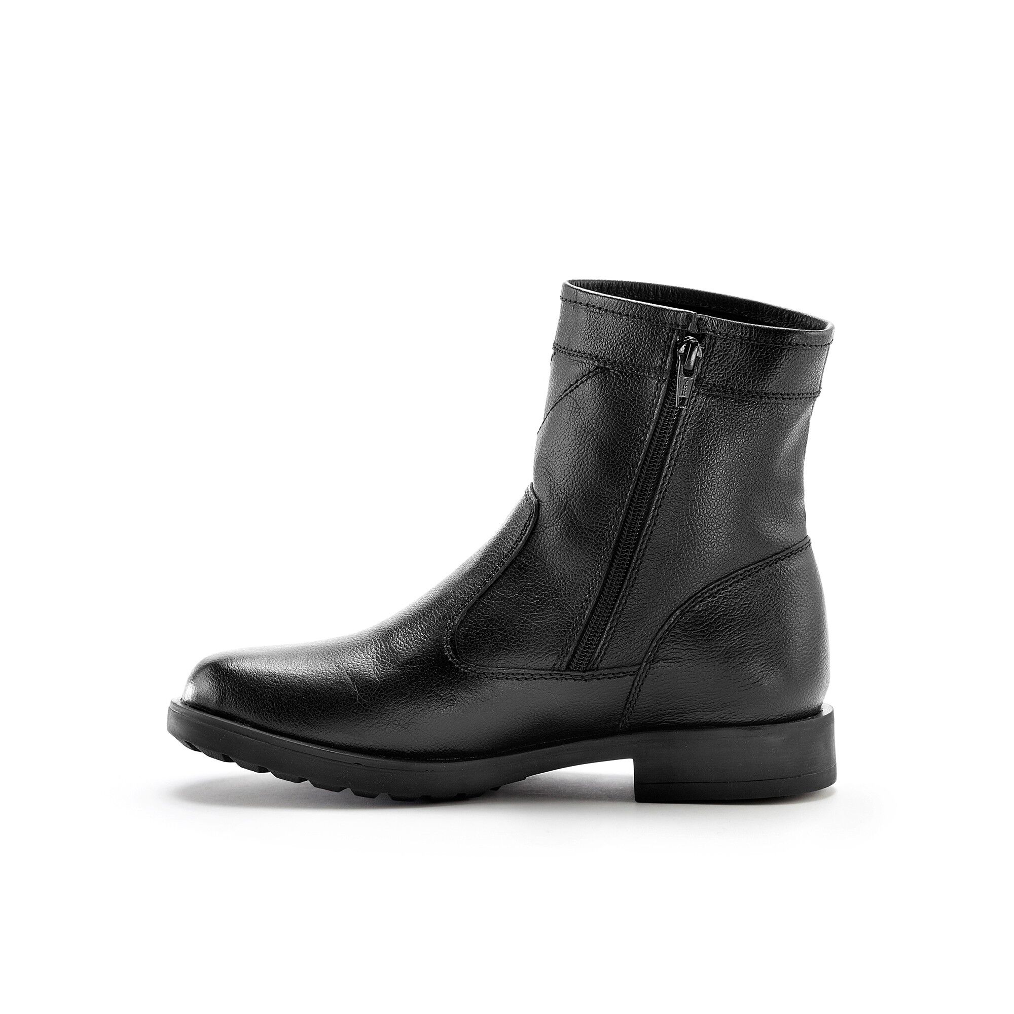 Botillons zippés cuir fourrés laine