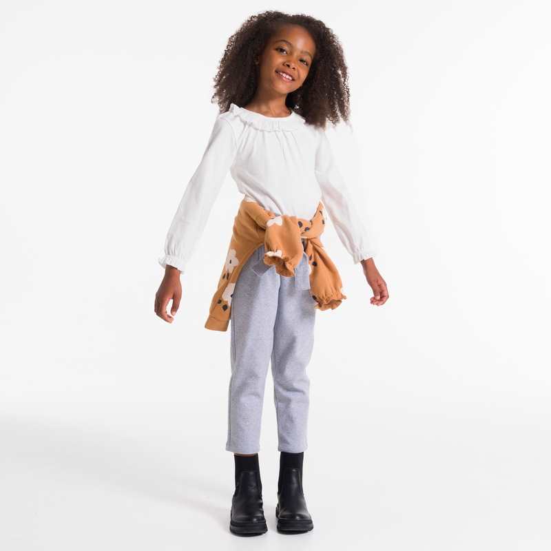 T-shirt à col collerette blanc Fille