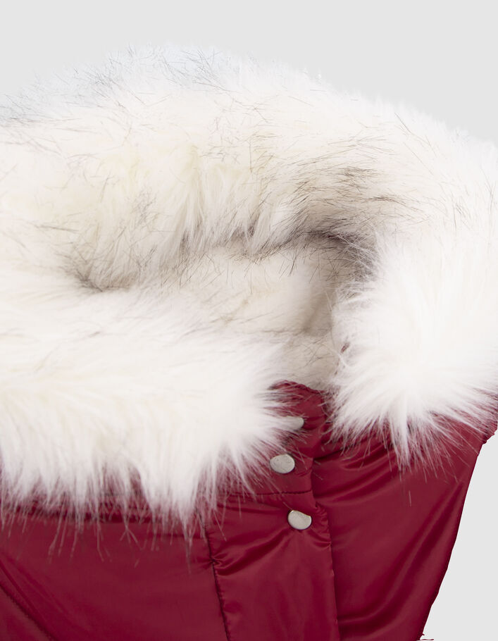 Doudoune bordeaux nylon matelassé fourrée à capuche fille
