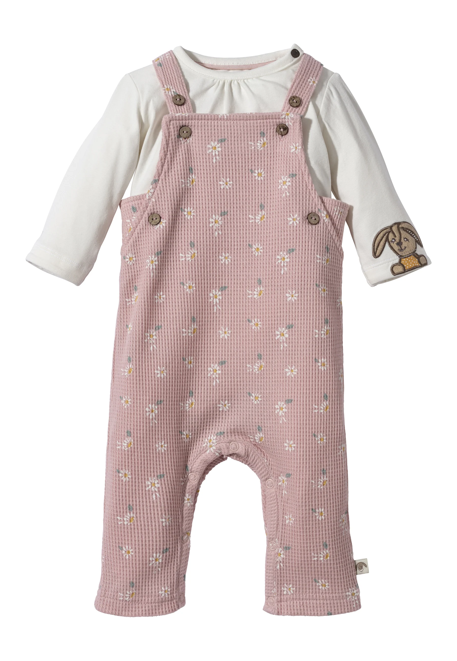 Set Latzhose + Body Hase Happy in zartrosa