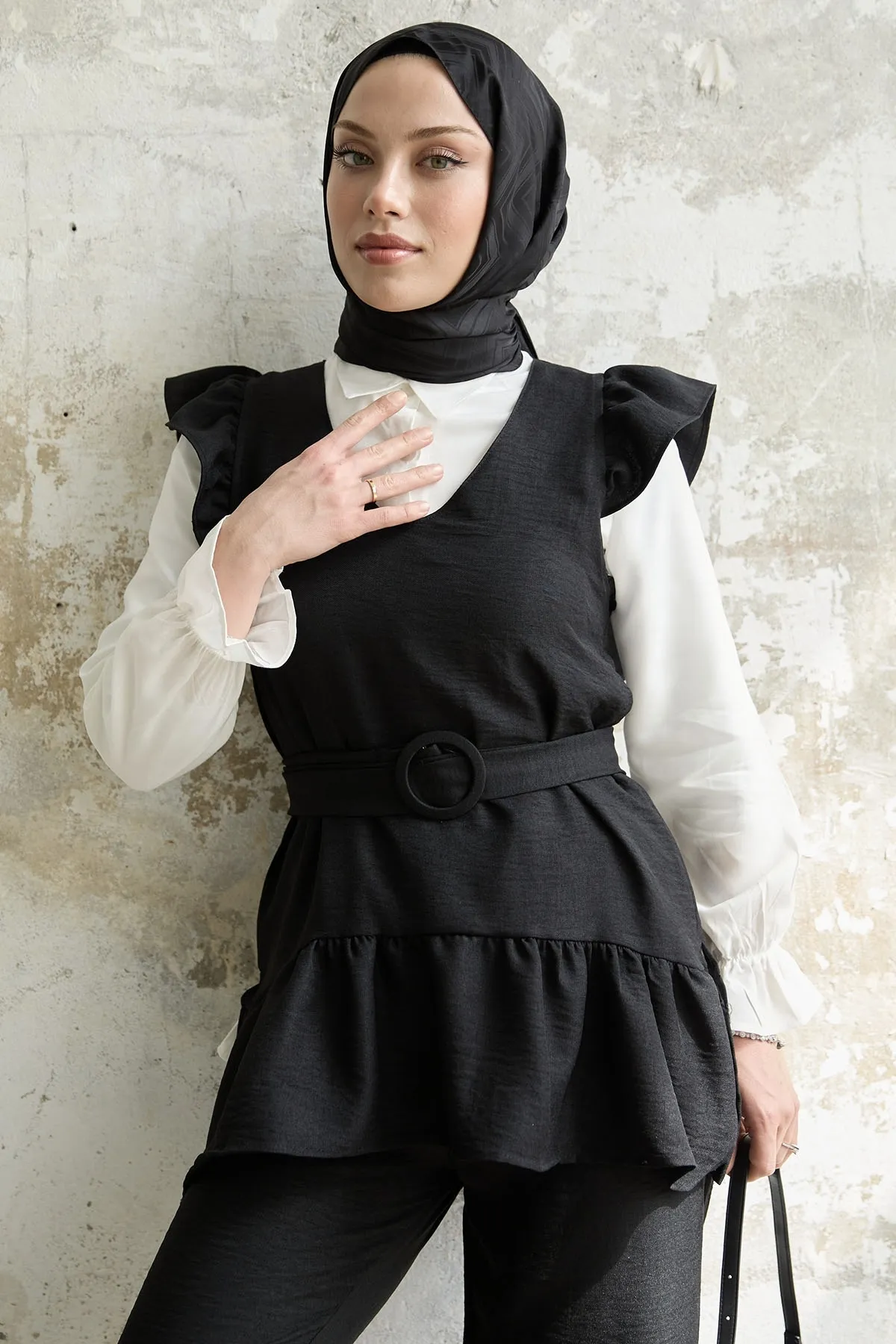 InStyle  Dreierset mit Rüschenschultern - Schwarz
