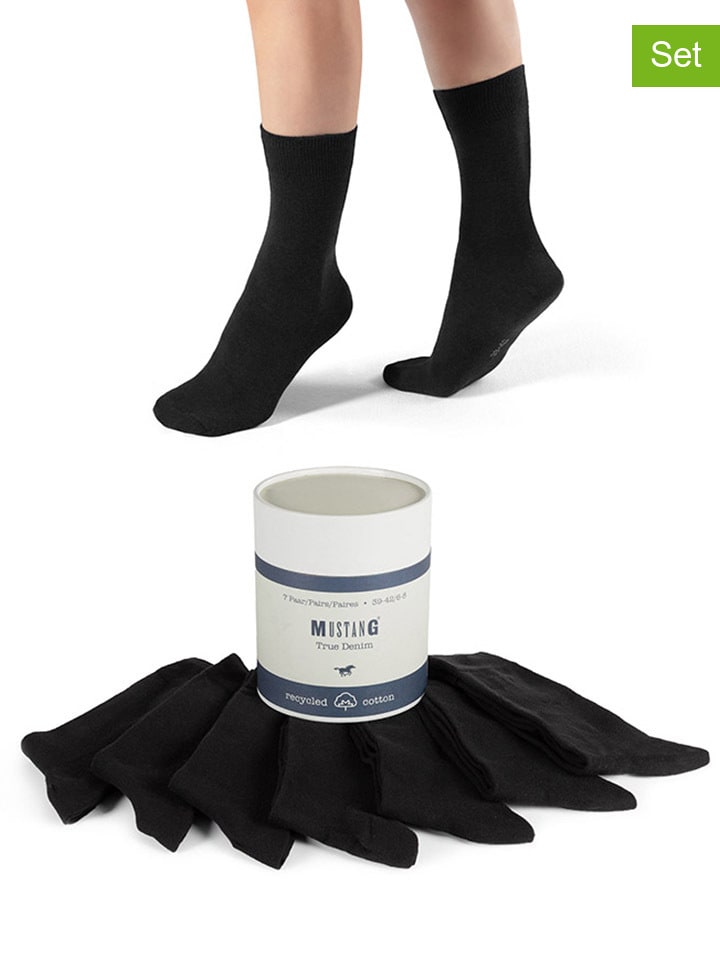Mustang 7er-Set: Socken in Schwarz günstig kaufen