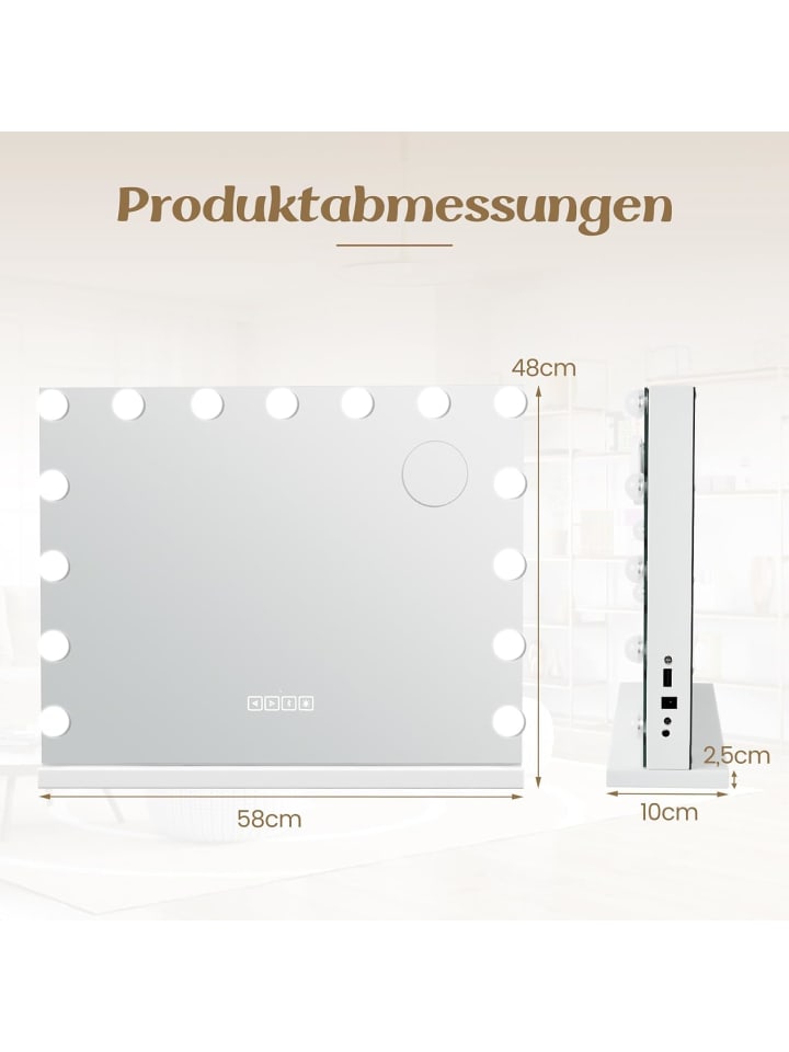 COSTWAY 46x58cm Kosmetikspiegel mit Beleuchtung in Weiß günstig kaufen onesize