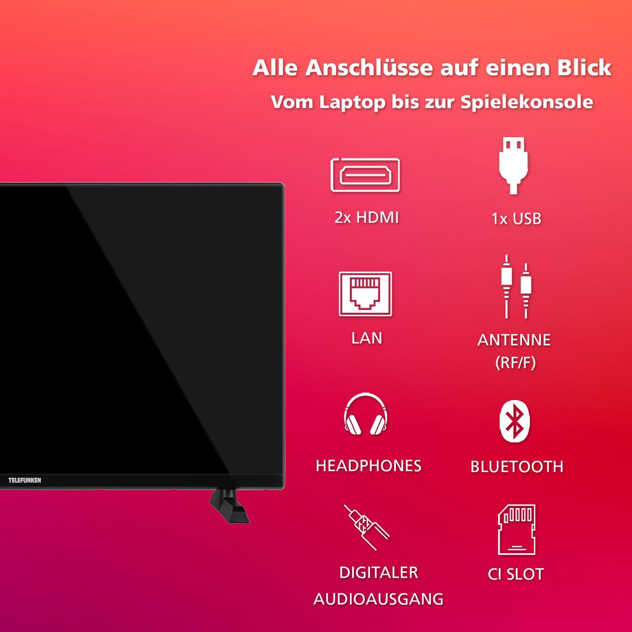 Telefunken XH32TO750S 32 Zoll Fernseher / Smart TV (HD, HDR, HD  6 Monate inkl., Triple-Tuner)
