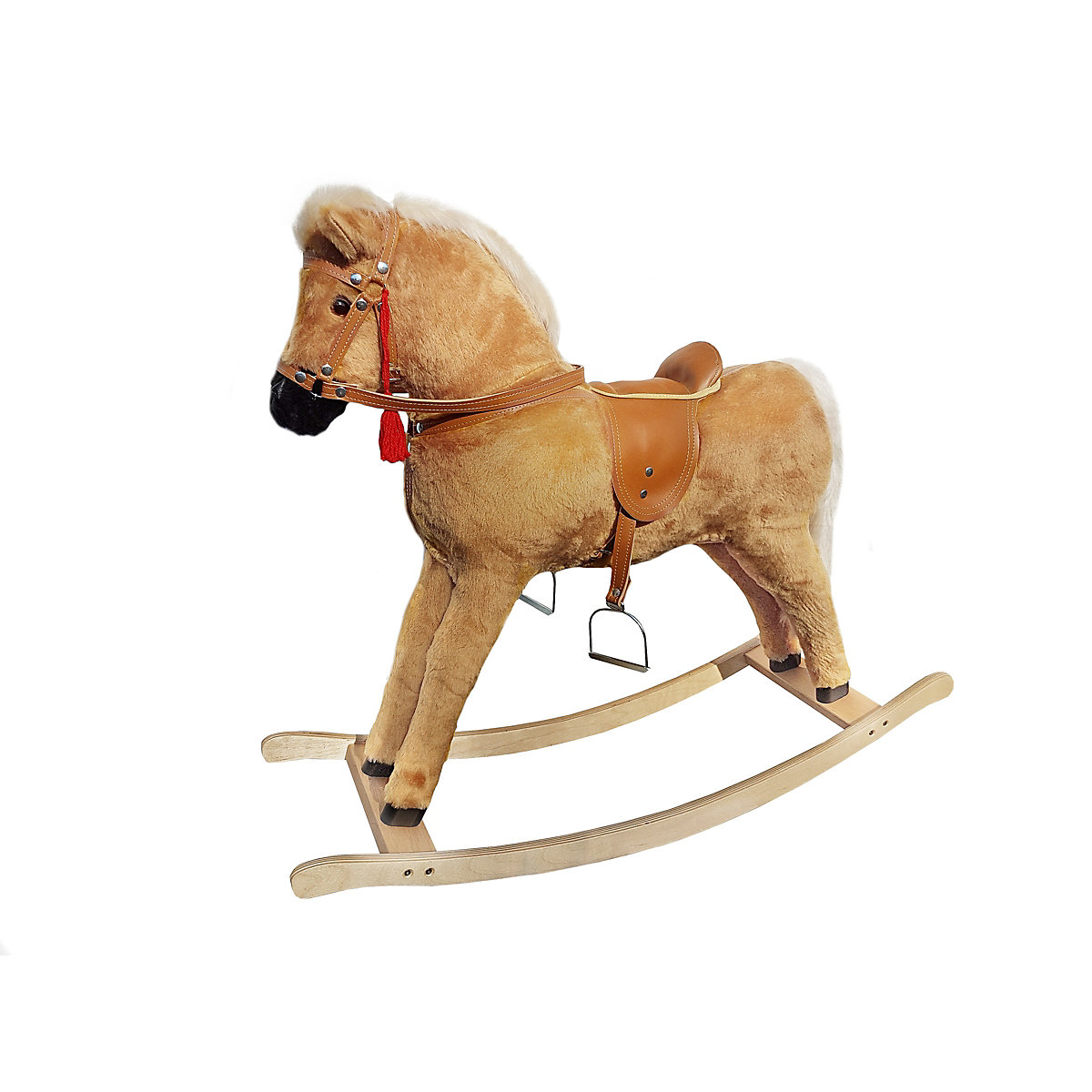 Großes Plüschpferd wie Haflinger Schaukelpferd Holzpferd hellbraun