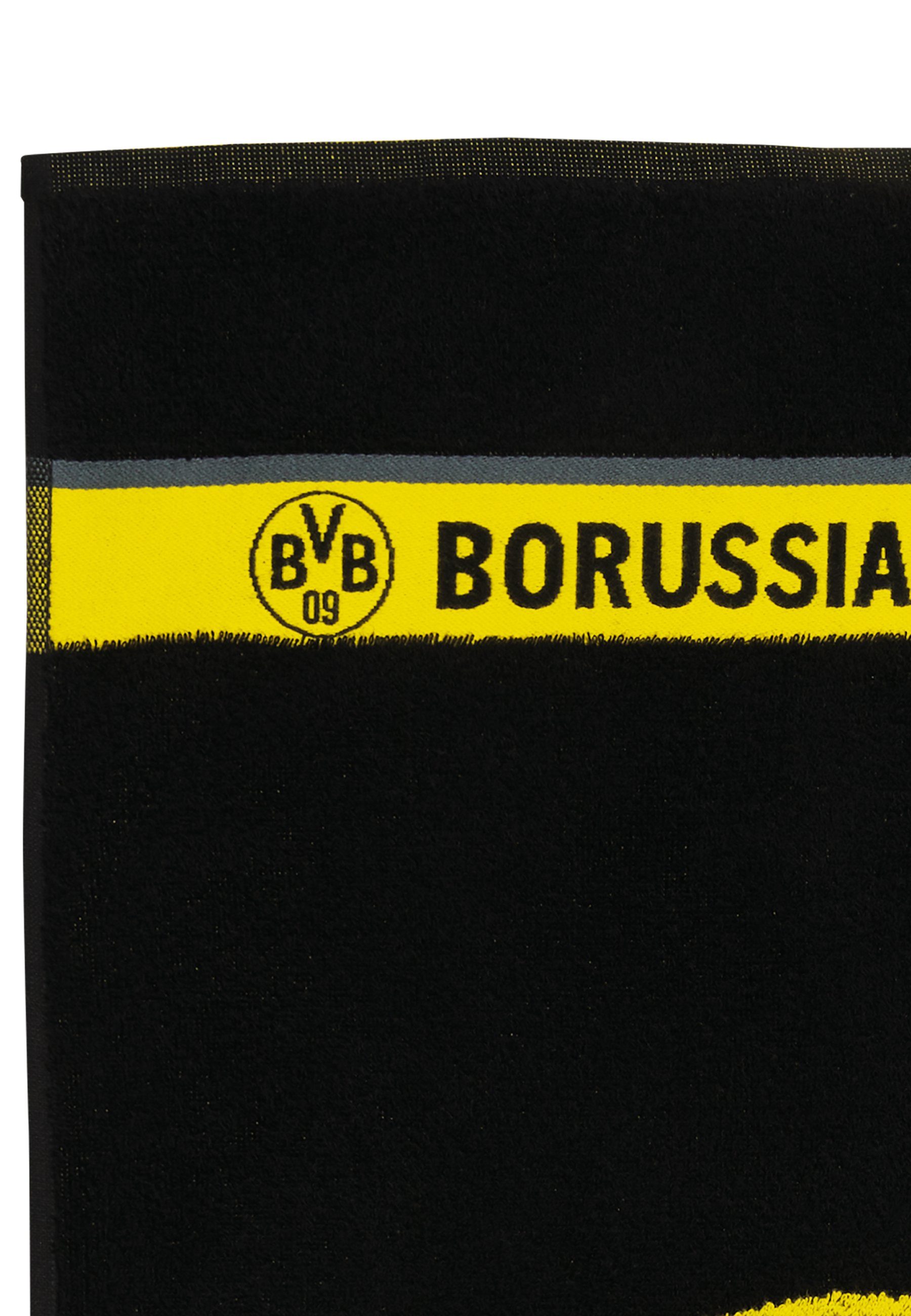 BVB Badetuch BVB-Badetuch Emblem 100x150 cm, Baumwolle (1-St), mit Schlaufe