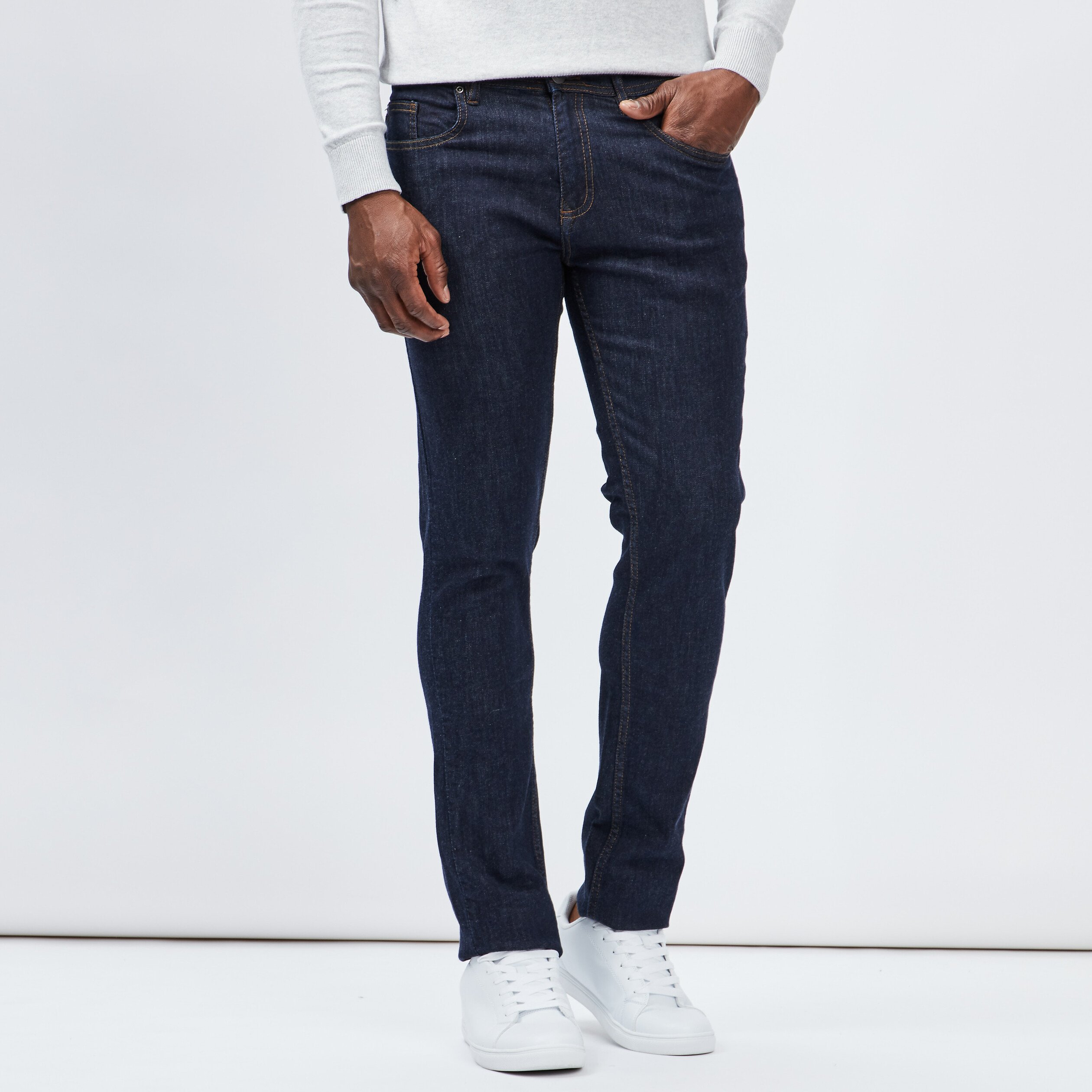 Jeans slim taille standard denim brut homme | La Halle