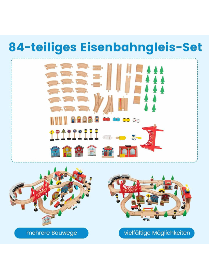 COSTWAY 80 tlg. Set Eisenbahn in Bunt günstig kaufen 60 cm