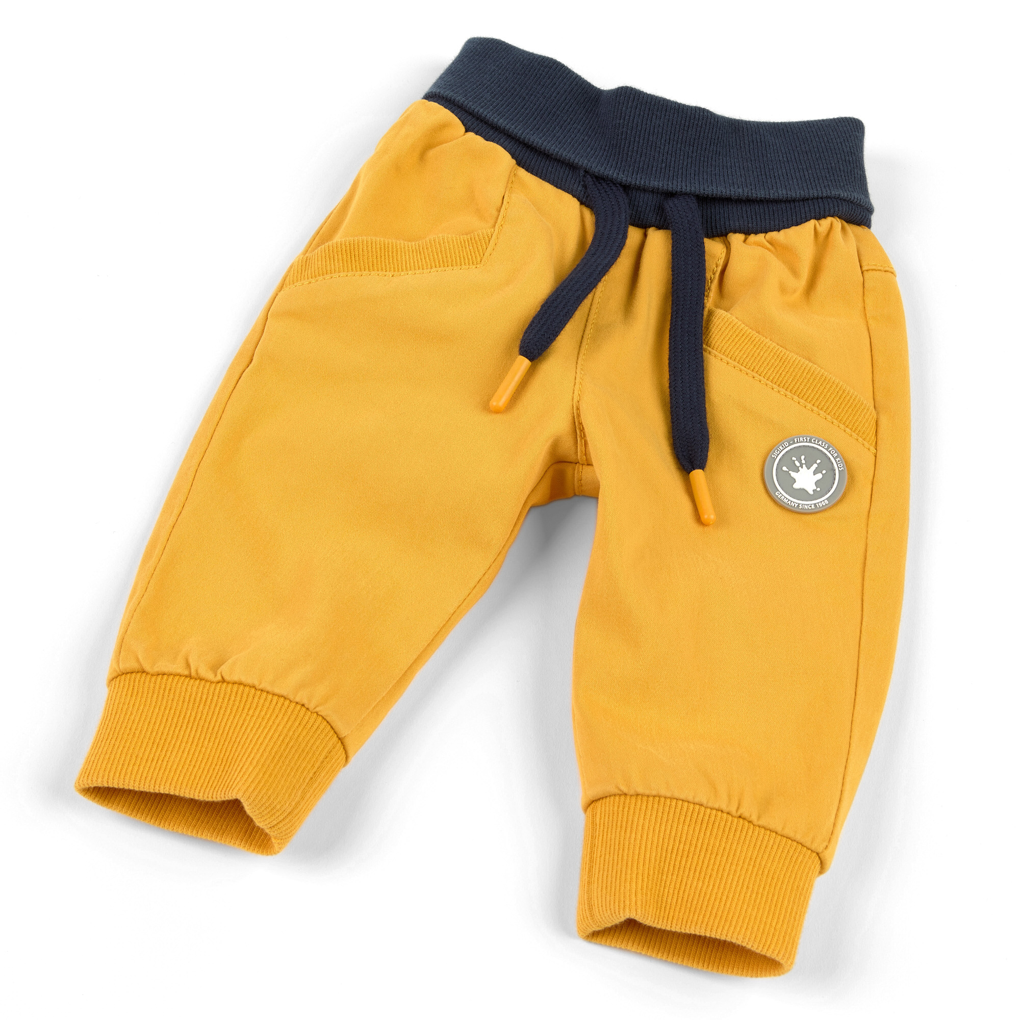 Gelbe Baby Gabardine Hose mit Beinbündchen