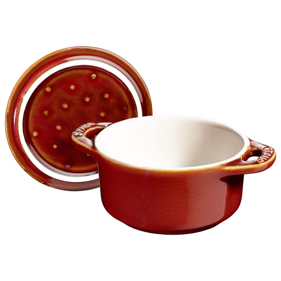 Mini Cocotte 10 cm, rund, Antik-Kupfer, Keramik