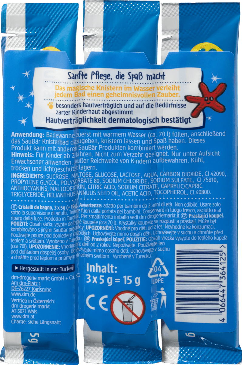 Kinder Badezusatz Knisterbad, 3x5g, 15 g