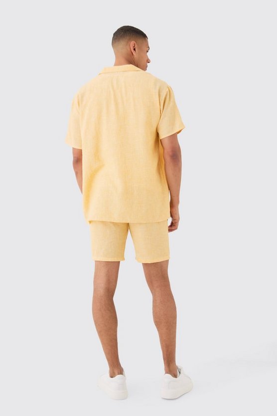 Oversize Hemd & Shorts in Leinenoptik