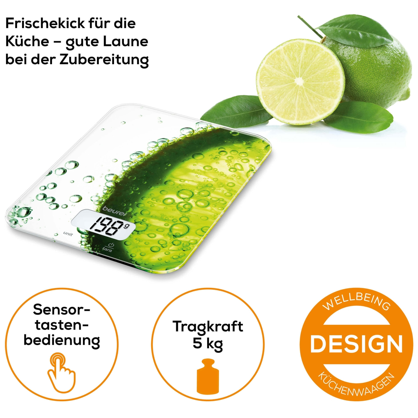 Beurer Küchenwaage KS 19 Fresh-Küchenwaage mit stylischer Glasoberfläche & Tarafunktion