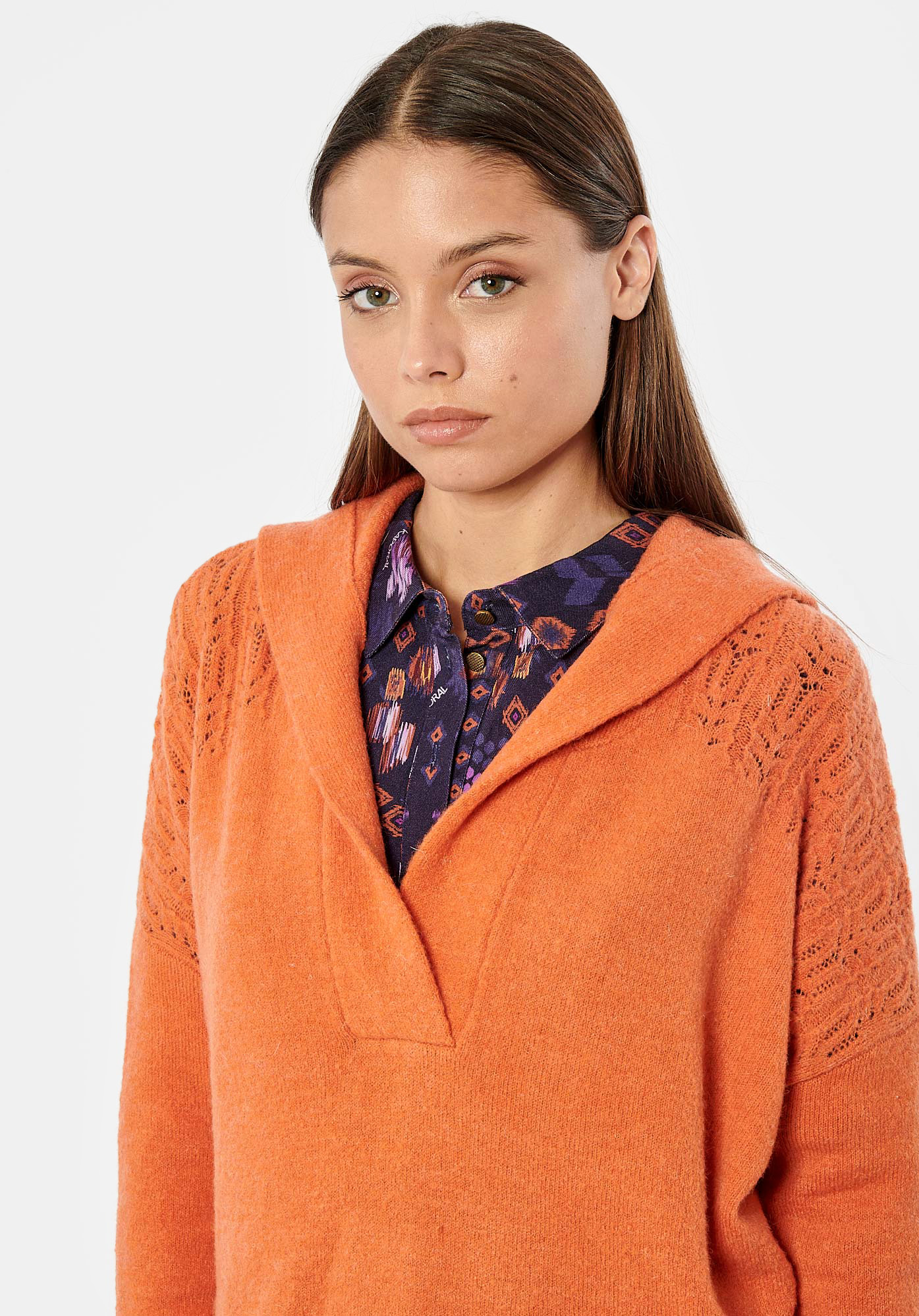 BARRY  Pull doux orange femme
